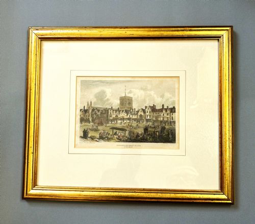 A Georgian Copper Plate Engraving of Norwich Marketplace