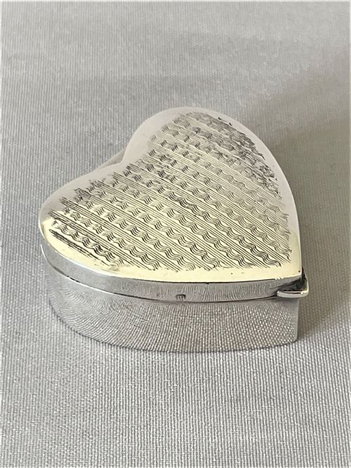 A Lovely Heart Shaped Silver Pillbox