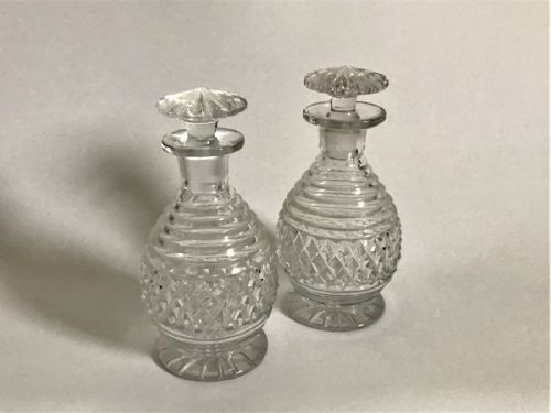 A Gorgeous Pair of Georgian Cut Glass Cologne Bottles