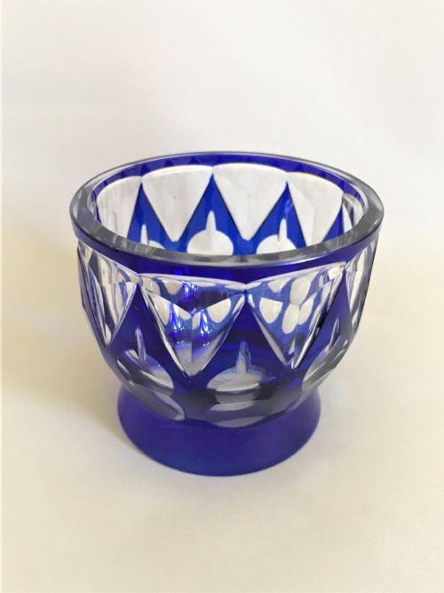 A Lovely Small Victorian Blue Cut Through Sugar Bowl