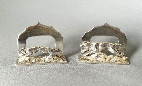 An Exceptional Pair of Fox & Hound Menu/card Holders