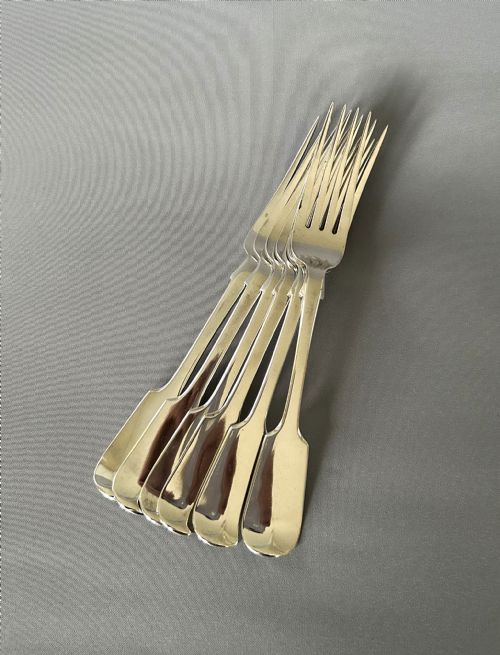 A Substantial Set of 6 Early Victorian Silver Table Forks