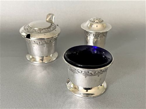 A Rare Liberty & Co. Silver Three Piece Cruet