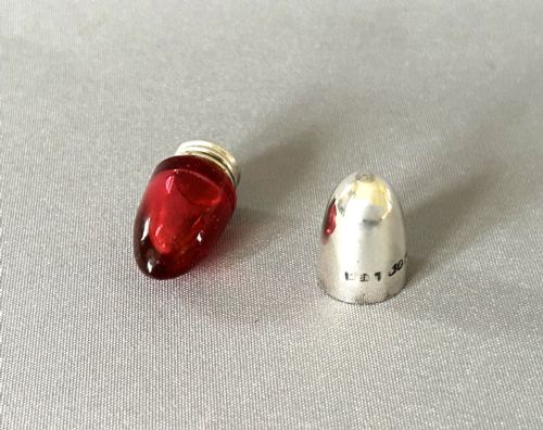 fig 1. A Victorian novelty silver & cranberry glass 'bullet' scent bottle