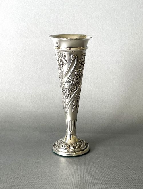 A Late Victorian Pretty Silver Bud/posy Vase