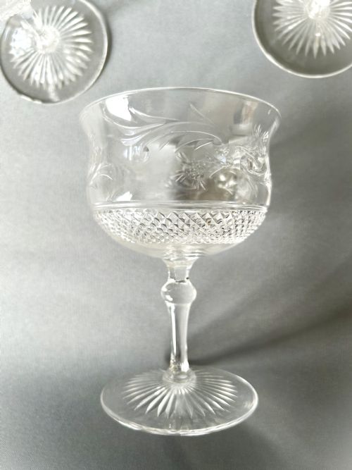 fig 1. A gorgeous set of 6 Edwardian intaglio cut champagne coupes