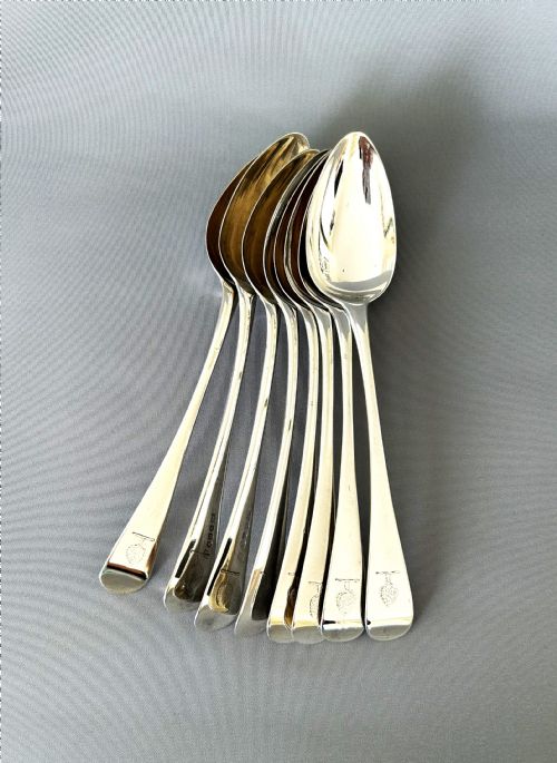 A Set of 8 Bateman Family 18th Century Tablespoons