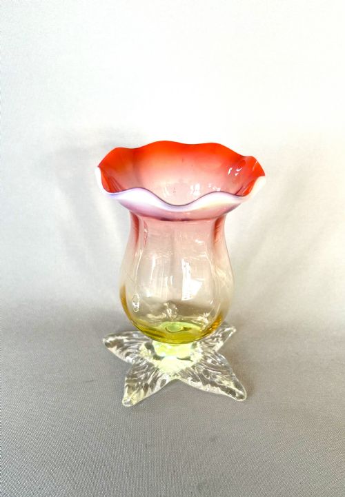 An Art Nouveau Vaseline & Uranium Glass Posy Vase