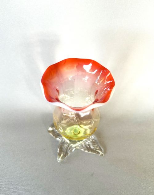 fig 1. An Art Nouveau vaseline & uranium glass posy vase