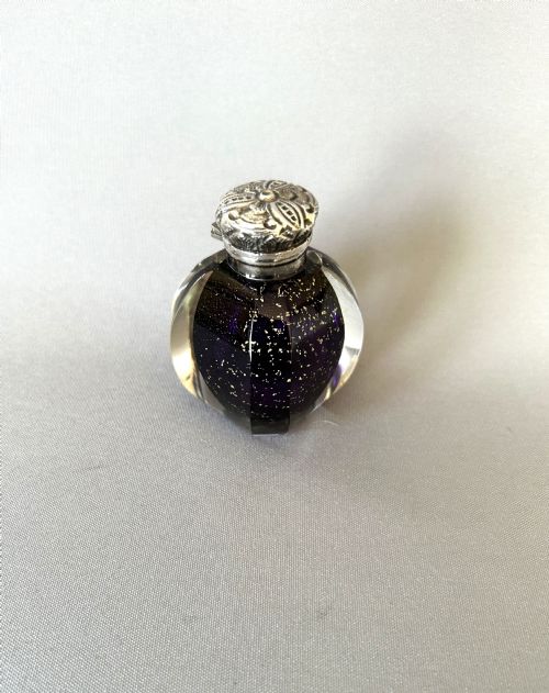 fig 1. A fabulous Victorian silver mounted scent bottle with gold leaf
