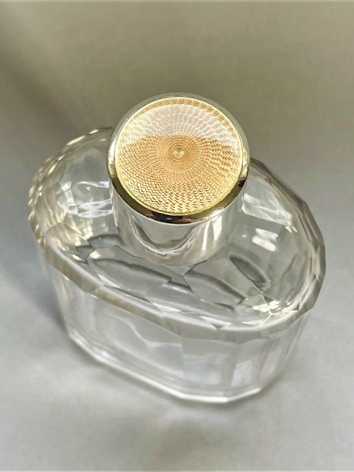 fig 1. A gorgeous Art Deco silver & enamel topped cologne bottle