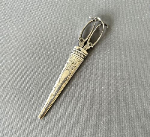 An Exquisite Pair of Georgian Silver Cased Sewing Scissors