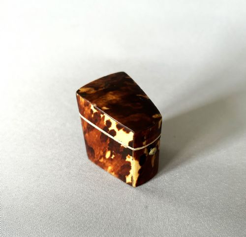 A Mid Victorian Novelty Tortoiseshell 'Knife Box' Thimble Case