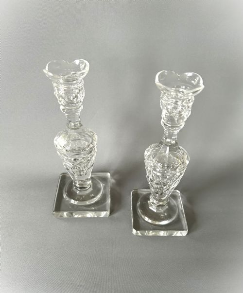 fig 1. A lovely pair of Georgian revival cut glass candle sticks