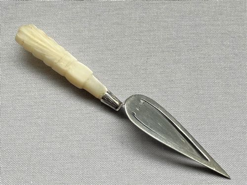 fig 1. A lovely Victorian silver & mother-of-pearl trowel bookmark