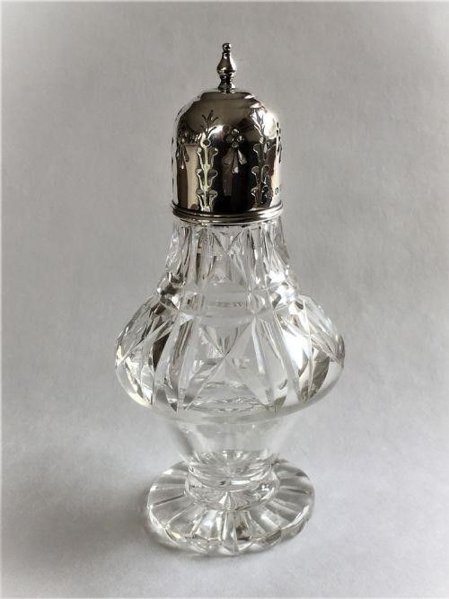 A Lovely George V Silver & Cut Glass Sugar Caster