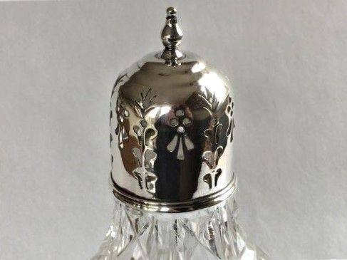 fig 1. A lovely George V silver & cut glass sugar caster