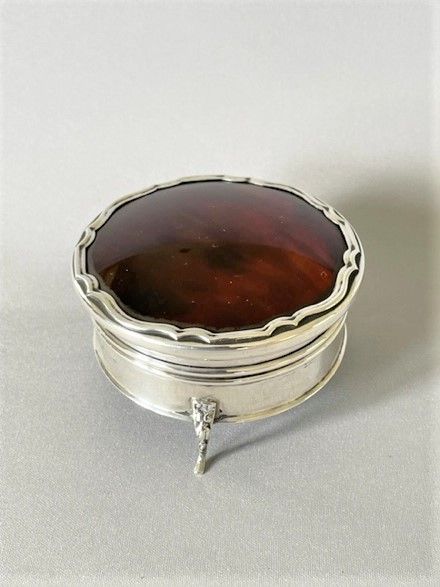 A Delightful George V Silver & Tortoiseshell Trinket Box