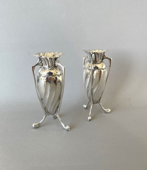 A Lovely Pair of Victorian Silver Bud Vases