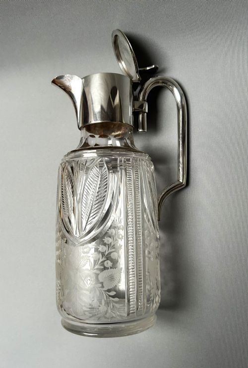 fig 1. A gorgeous Victorian silver plated & cut glass claret jug