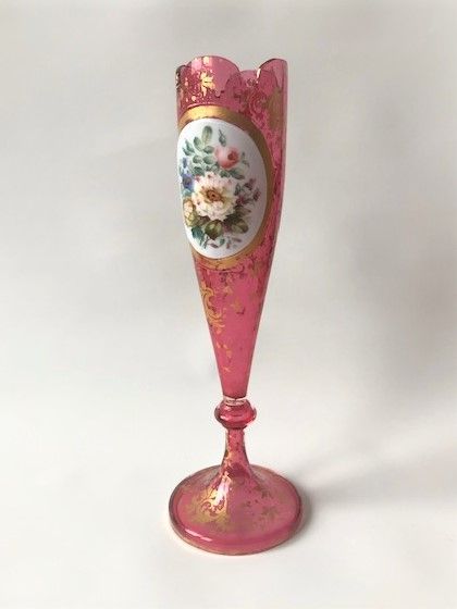 A 19th Century Bohemian Cranberry Gilded Vase