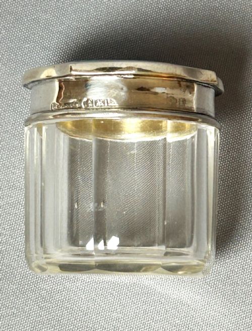 fig 1. A gorgeous Art Deco silver & guilloche enamel lidded rouge pot