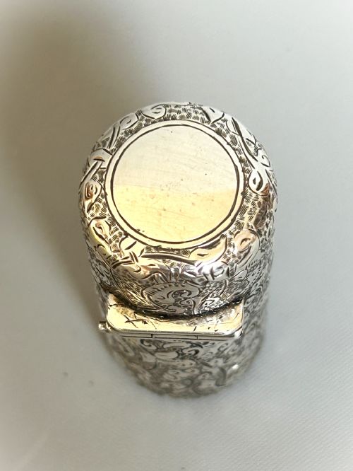 fig 1. A superb Victorian all silver scent bottle by Sampson Morden
