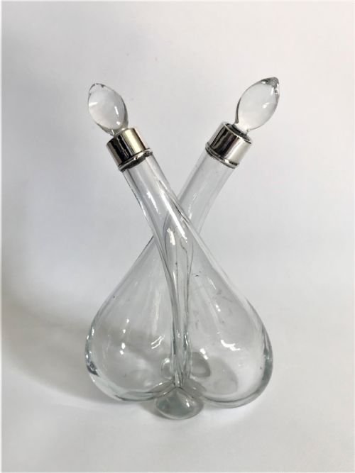 A Fine Silver Mounted Oil & Vinegar Bottle