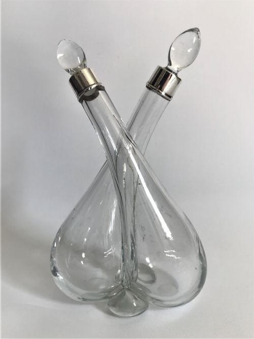 fig 1. A fine silver mounted oil & vinegar bottle