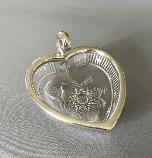 An Edwardian Chester Silver & Cut Glass Heart Shaped Dish