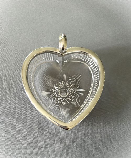 fig 1. An Edwardian Chester silver & cut glass heart shaped dish
