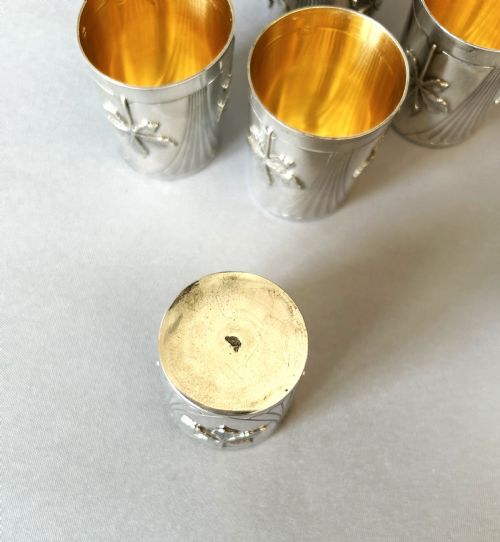 fig 1. A wonderful set of 6 Parisian silver gilt shot glasses
