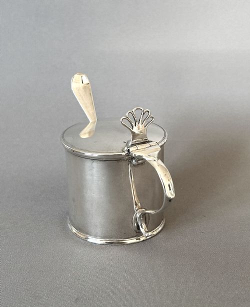 fig 1. Rare 18th Century Newcastle silver mustard pot & spoon