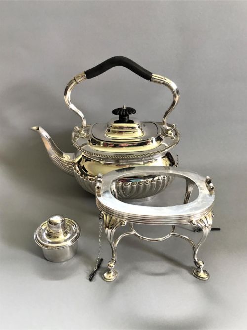 fig 1. A gorgeous late Victorian silver plated spirit kettle