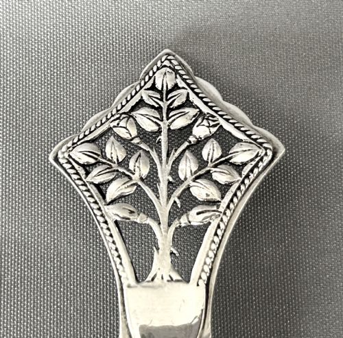 fig 1. A Rare Arts & Crafts 'Tree of life' silver caddy spoon