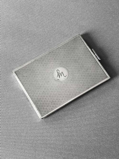 A Superb Art Deco Pocket Silver Stamp Case