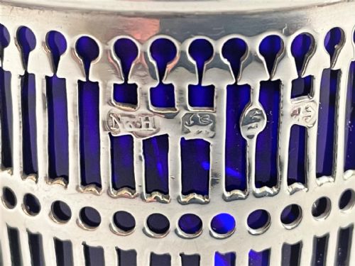 fig 1. A Victorian pierced silver drum mustard pot & spoon