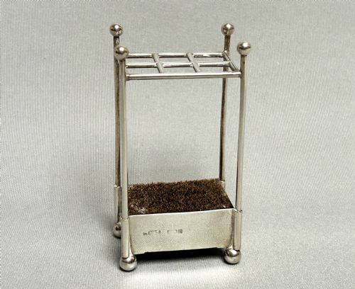 fig 1. A rare novelty Edwardian silver 'stick stand' pen wipe