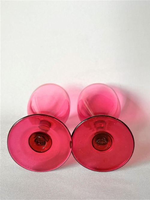 fig 1. A delightful pair of Victorian cranberry wine glasses