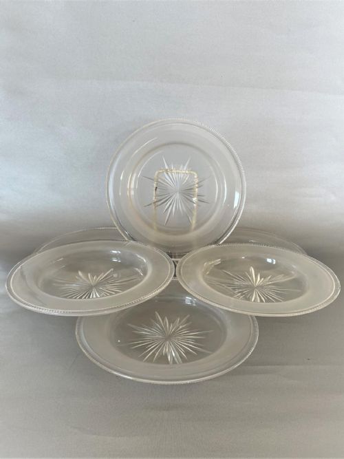 A GORGEOUS SET OF SIX VICTORIAN CUT FROSTED ICE PLATES - ADDITIONAL PHOTO 1