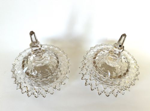 fig 1. A fabulous pair of Victorian cut glass lidded butter dishes with saucers