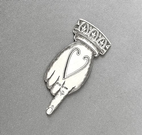 fig 1. A rare Edwardian silver 'pointing finger' bookmark
