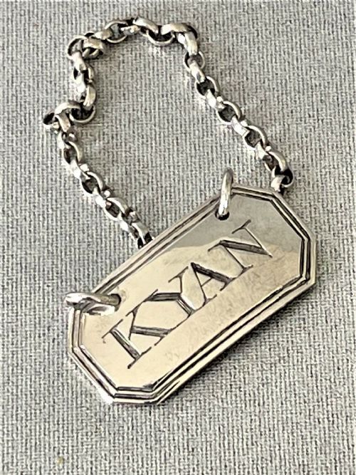 A Rare Georgian Silver Kyan Bottle Ticket