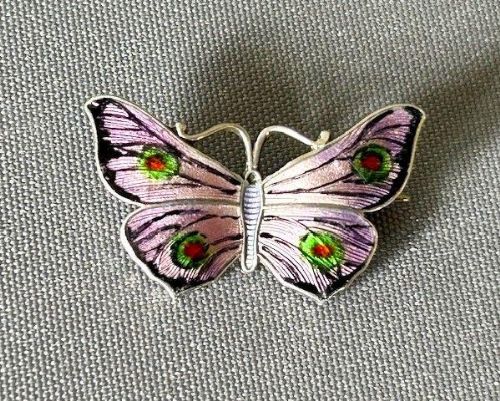 A Small Edwardian Silver & Enamel Butterfly Brooch