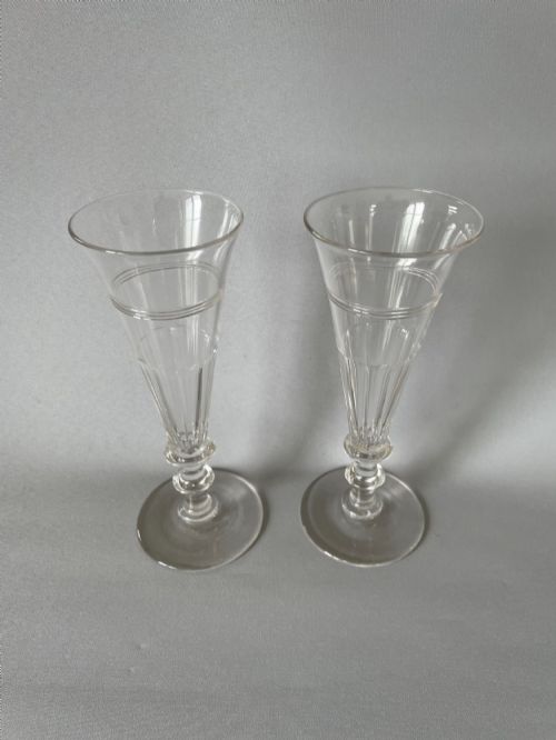 fig 1. An attractive pair of Victorian cut glass champagne flutes