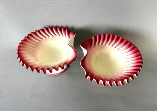 fig 1. A Pair of Stevens & Williams glass shell dishes