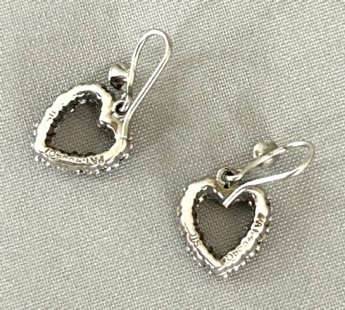A GORGEOUS PAIR OF ART DECO SILVER PASTE DIAMOND HEART EARRINGS - ADDITIONAL PHOTO 2
