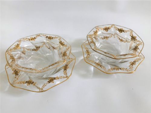 fig 1. A fabulous pair of gilded French bowls & saucers