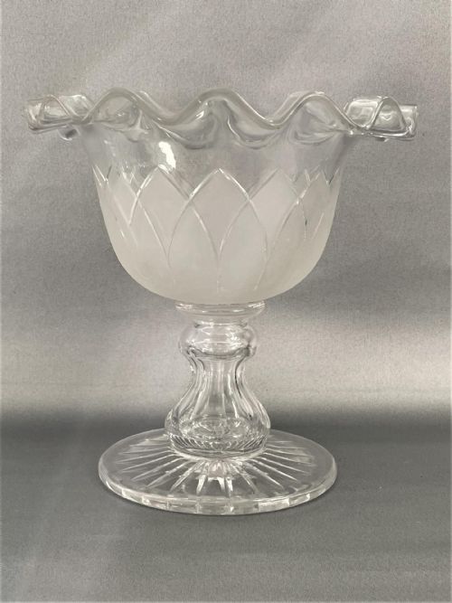 a gorgeous victorian frosted pedestal bowlcomport - CATEGORY: ANTIQUE GLASS - DATED 1870