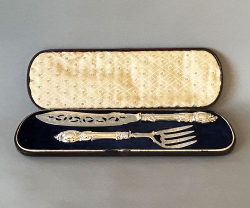 A Stunning Pair of Boxed Victorian Silver Fish Servers